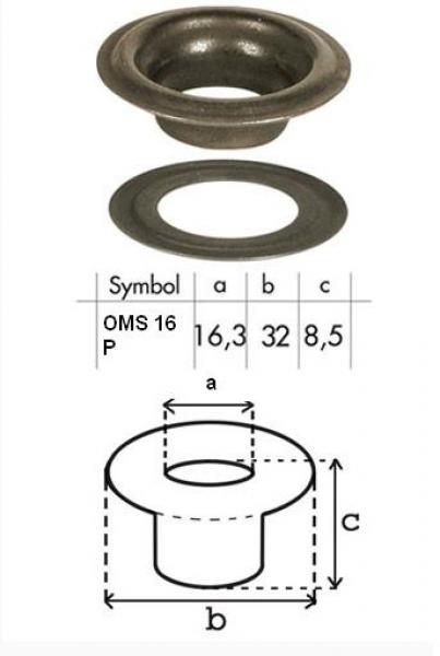 Oczko nierdzewne 16,3mm OMS16/P