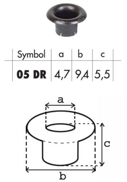 Oczko stalowe 05mm O05DR