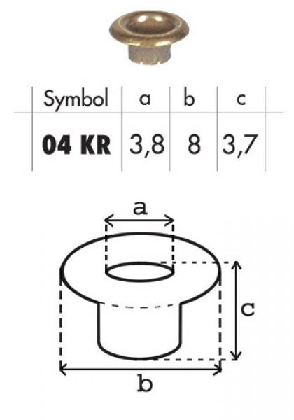 Oczko stalowe 04mm O04KR