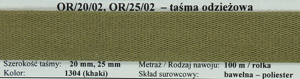 taśma odzieżowa prosta OR/20/02
