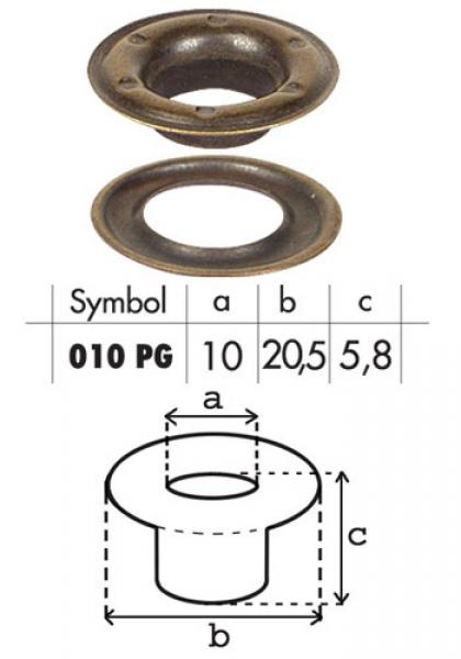 Oczko stalowe 10mm O10P G