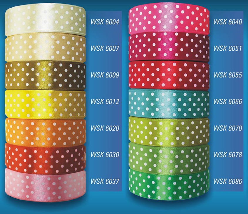 Wstążka 25mm satynowa w kropki
