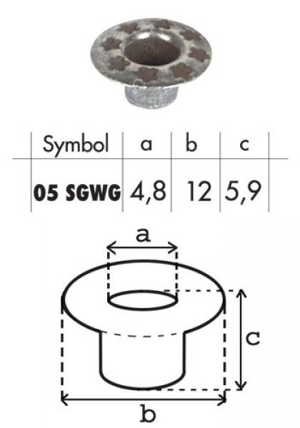 Oczko stalowe 05mm O05SGWGR