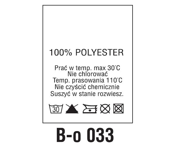 Wszywki surowcowo-ostrzegawcze 100% POLYESTER, 30°C