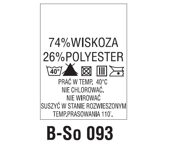 Wszywki surowcowo-ostrzegawcze 74% WISKOZA, 26% POLYESTER, 40°C