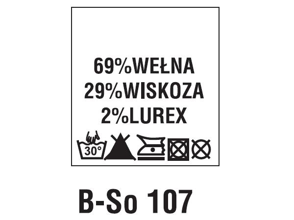 Wszywki surowcowo-ostrzegawcze 69% WEŁNA, 29% WISKOZA, 2% LUREX, 30°C