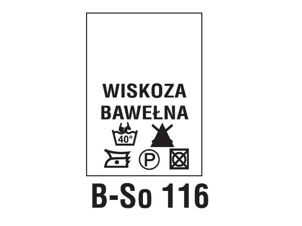 Wszywki surowcowo-ostrzegawcze WISKOZA, BAWEŁNA, 40°C