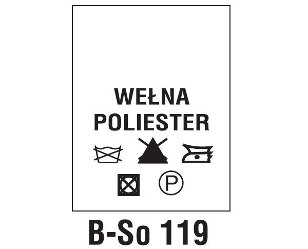 Wszywki surowcowo-ostrzegawcze WEŁNA, POLIESTER
