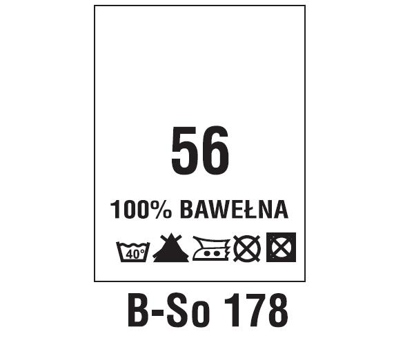 Wszywki surowcowo-ostrzegawcze + rozmiar 100% BAWEŁNA, 56, 40°C