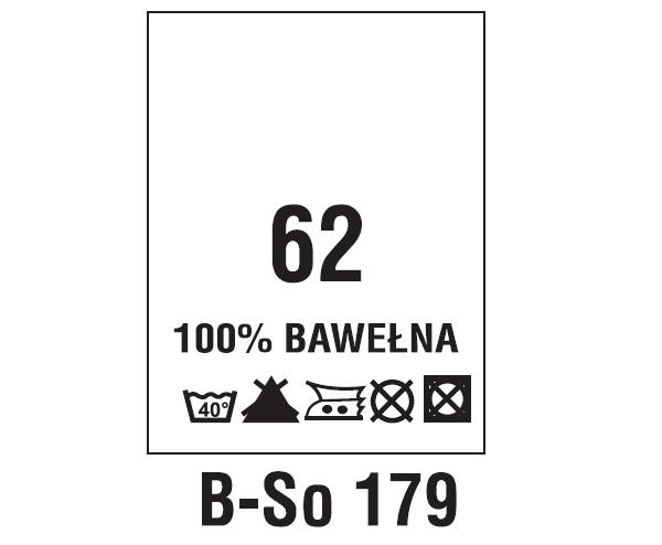 Wszywki surowcowo-ostrzegawcze + rozmiar 100% BAWEŁNA, 62, 40°C
