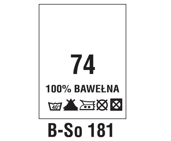 Wszywki surowcowo-ostrzegawcze + rozmiar 100% BAWEŁNA, 74, 40°C