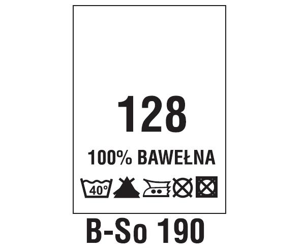 Wszywki surowcowo-ostrzegawcze + rozmiar 100% BAWEŁNA, 128, 40°C