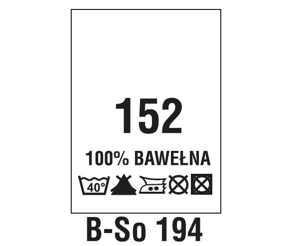 Wszywki surowcowo-ostrzegawcze + rozmiar 100% BAWEŁNA, 152, 40°C