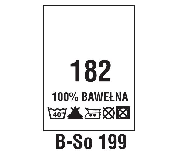 Wszywki surowcowo-ostrzegawcze + rozmiar 100% BAWEŁNA, 182, 40°C